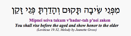 "Mipnei seiva takum v'hadar-tah p'nei zaken - You shall rise before the aged and show honor to the elder" (Leviticus 19:32)